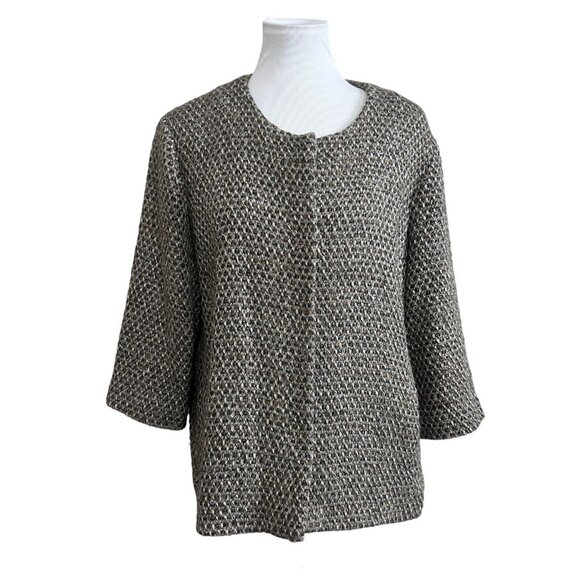 Eileen Fisher Brown Wool Blend Evening Jacket 3/4 Sleeve Womens Size Large / XL - Picture 1 of 9